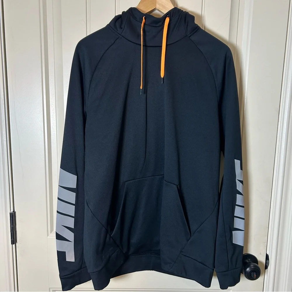 Nike Thermafit Men’s Black Hoodie, Long Sleeve, Center Pocket, Athletic,‎ Large